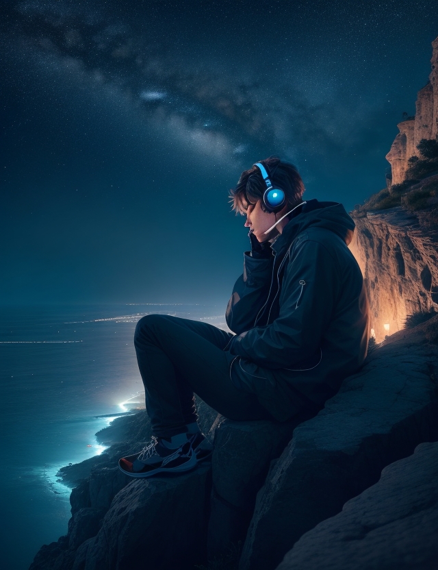 DreamShaper_v6_promptman_sitting_on_a_cliff_at_night_listening_2 (1).jpg